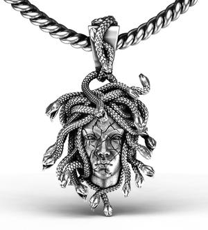 Medusa Snake Head Solid Face Pendant