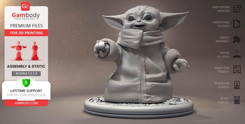 Baby Yoda STL files for 3D Printing | Assembly Model