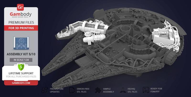 Millennium Falcon Interior 3D Printable Parts Kit 1: Cockpit and Engine Details