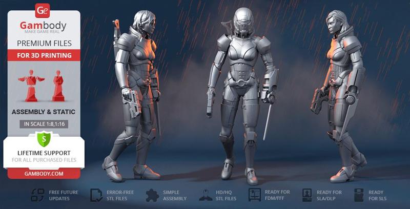 Female Shepard 3D Printing Figurine | Assembly