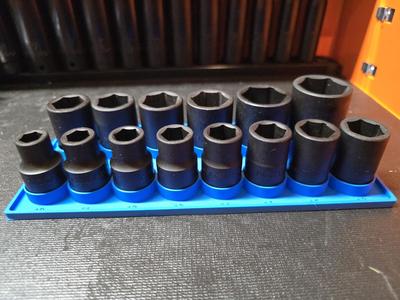 Impact Socket Organizer Tray for ICON 1/2 in. Drive, Metric 14-piece Set