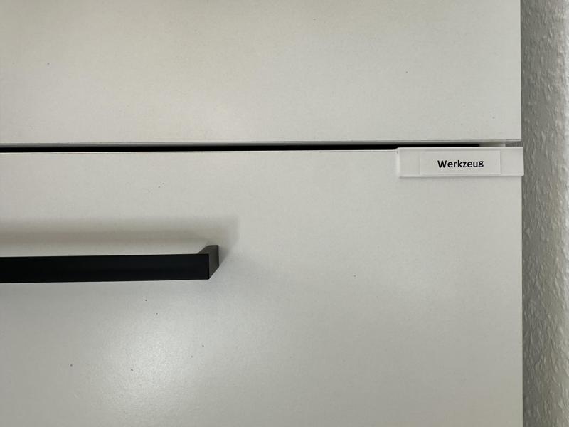 Label Tag for Drawers and Cabinet Doors (15 mm Wood Thickness) - clip-on - without glue or screws!