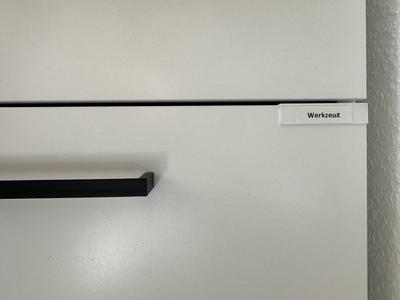 Label Tag for Drawers and Cabinet Doors (15 mm Wood Thickness) - clip-on - without glue or screws!