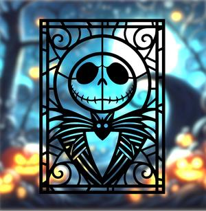 Jack Skellington Stained Glass Style (2D Geometric Wall Art)