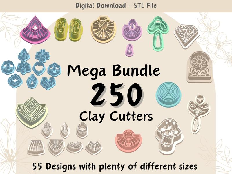 250 Mega Bundle Clay Cutter for Polymer Clay | Digital STL File | Clay Tools