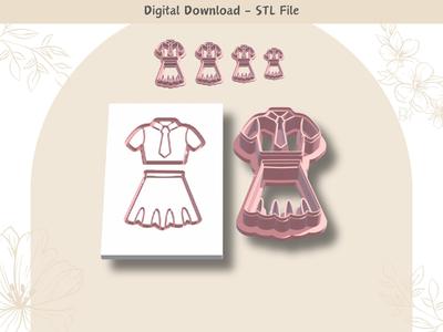 School Uniform 01 Clay Cutter for Polymer Clay | Digital STL File | Clay Tools | 4 Sizes Clay Cutter