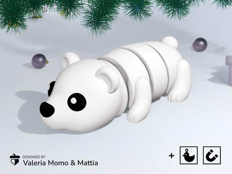 Cute Flexi Polar Bear (Toy, Keychain & Magnet)