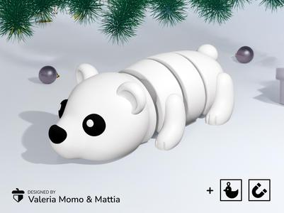 Cute Flexi Polar Bear (Toy, Keychain & Magnet)