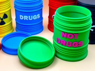 "Not Drugs" Barrel Stash Container 80x105mm