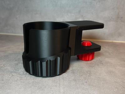 Bottle and can holder for desk, wall or simrig