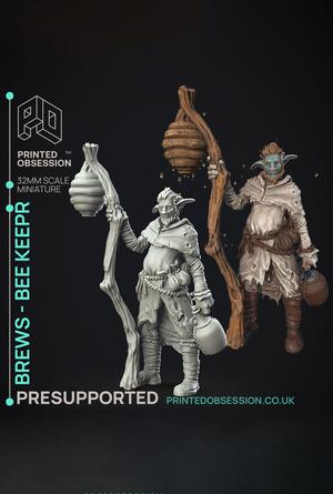 Brews - The Bee Keeper - Not The Bees - PRESUPPORTED - Illustrated and Stats - 32mm scale			