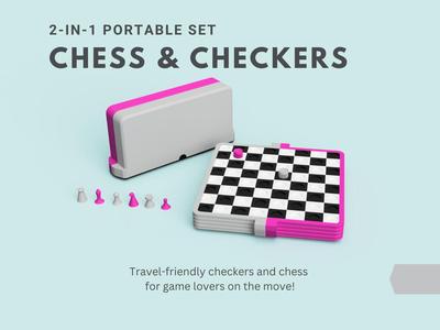 Portable 2-in-1 Chess/Checkers Game Set