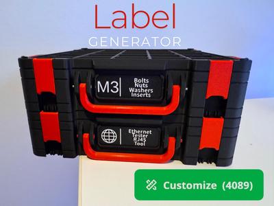 Label generator Gridfinity box
