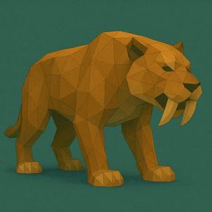 Tigre de dientes de sable low poly   