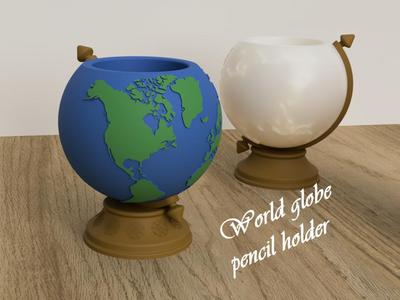World globe pencil holder