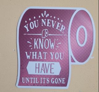You never know what you have till its gone toilet paper roll Funny wall sign, Dual extruder