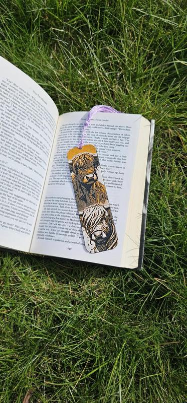 Double Highland Cow 3D Printed Bookmark – HueForge Multi-Color Design 