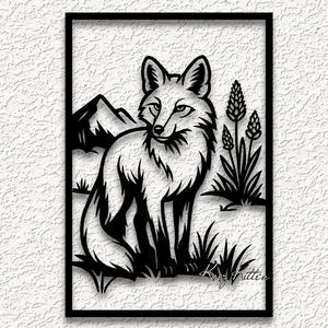 framed fox wall art mountain wildlife home decor