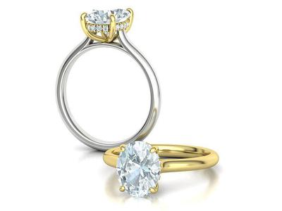 Oval Diamond Engagement Ring Hidden Halo Ring 10x8 Oval stone