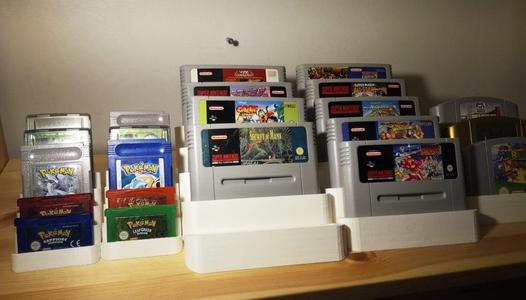 Game cart holder (SNES, N64, Gameboy/GBA, DS, NES)