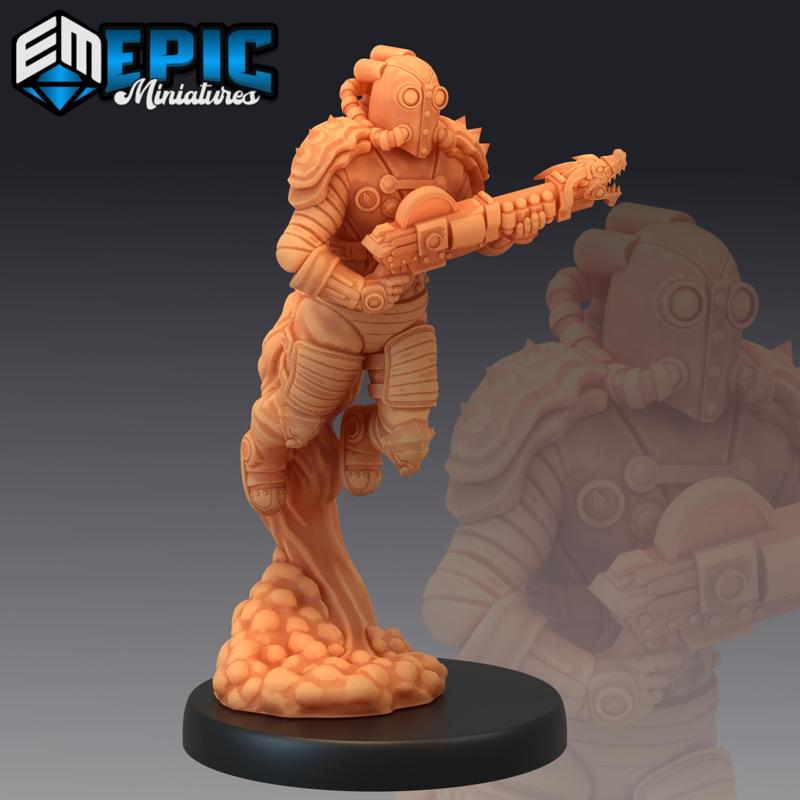 Jetpack Bandit Rifle / Male Human Soldier / Steampunk Tech Character