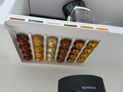 Nespresso Pod Holder - Under Cabinet with Labels