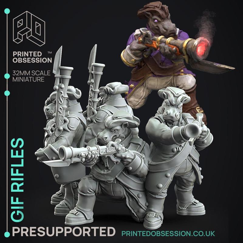 Giff Riflemen x4 - Weird Shores - PRESUPPORTED - 32mm scale