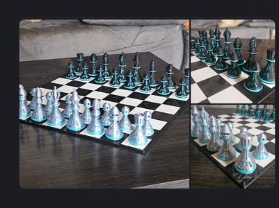neon style futurist chess set (no ams possibility)