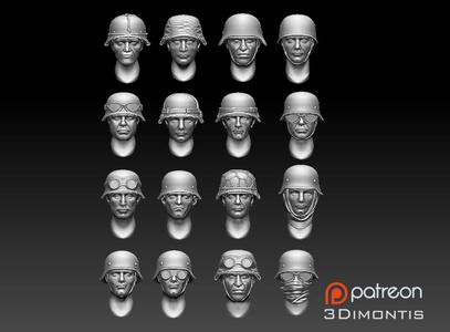 German Soldiers Helmets Heads ww2