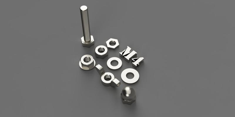 M4 HEX bolts, nuts and washers