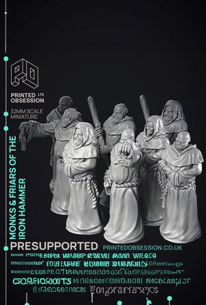 Friars & Monks of the Iron hammer - 8 Models - PRESUPPORTED - 32mm scale 