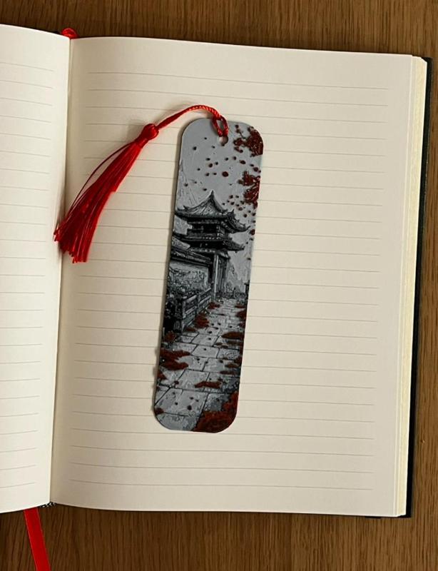 Japanese Castle & Cherry Blossom Bookmark Hueforge