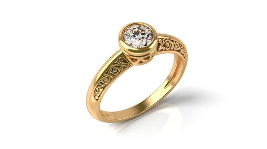 Vintage Ring with Diamond in Bezel