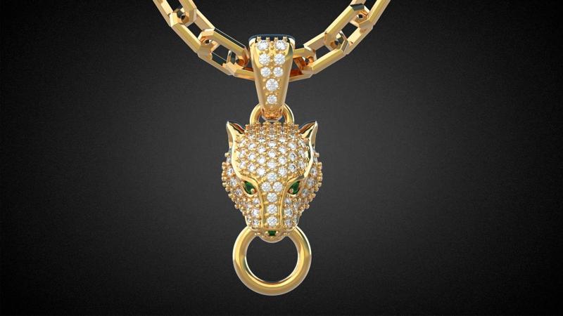 Panther gemstone pendant P13
