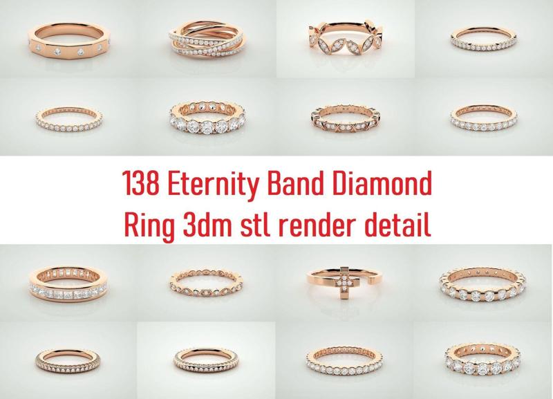 138 Eternity Band Diamond Ring 3dm stl render detail 3D Model Collection