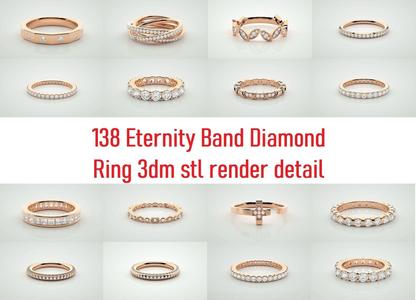 138 Eternity Band Diamond Ring 3dm stl render detail 3D Model Collection