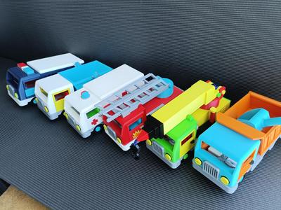 Ambulance, Fire Truck, Police Car, Mobile Crane, Garbage Truck, Tipper Truck