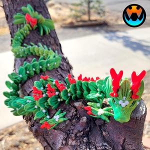 Mistletoe Dragon, Holiday Season Fantasy Pet, Print in Place, No Supports