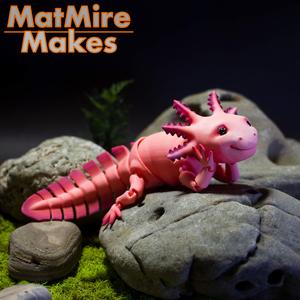 Adorable Articulated Axolotl, Print-In-Place Body, Snap-Fit Head, Cute Flexi