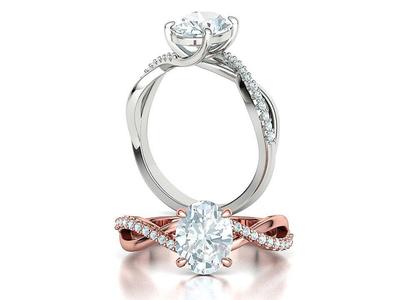Engagement Solitaire Ring Oval Stone 9x7 Trellis Ring