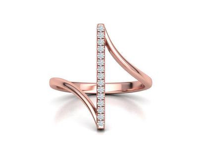 Alice Rose Gold Ring Bypass design French Pave Setting 3dmodel