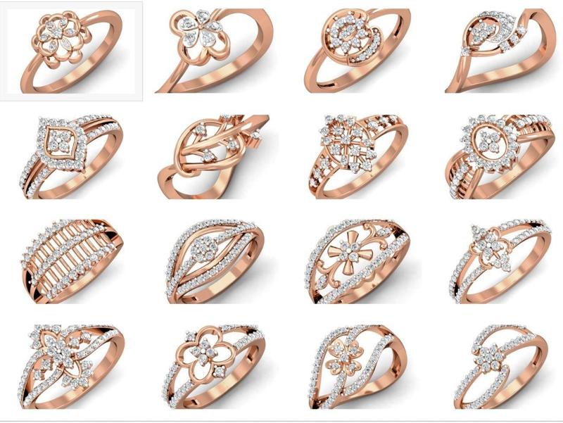 129 Women diamond ring  3dm stl render  3D Model Collection