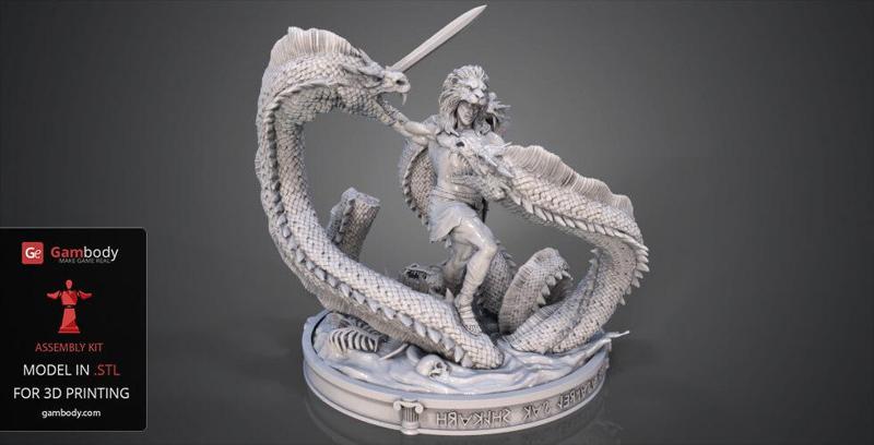 Hercules vs Hydra in Diorama STL files for 3D Printing | Assembly Model