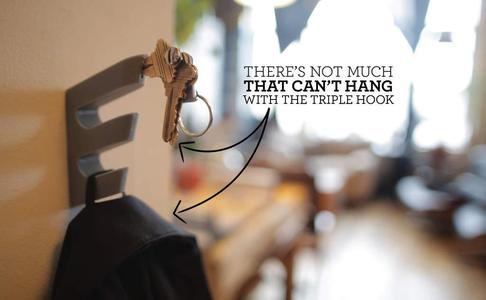 Triple Hook with Key Holder