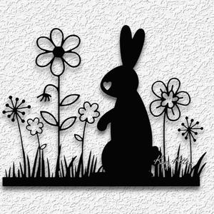 bunny in grassy flowers wall art easter rabbit home decor