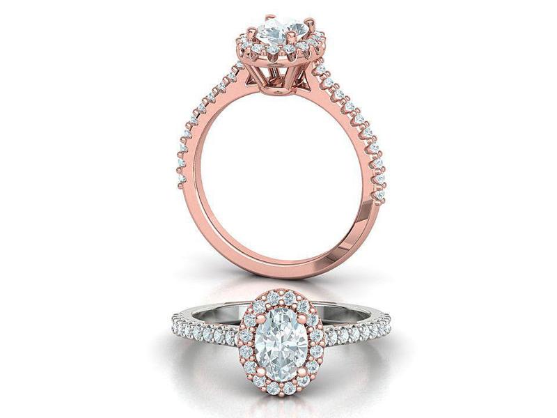 Oval Halo Engagement Ring 7x5 Oval Stone 3dprint model