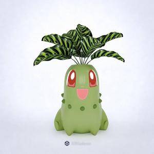 Chikorita Planter 3D Print STL File - Planter 3D Printable STL Model