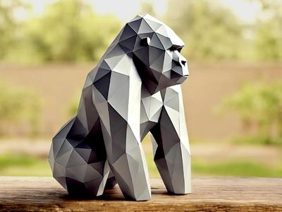 Modern Low Poly Gorilla Decor