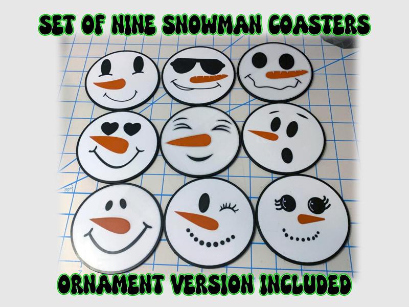 Snowman Ornaments & Coaster Set of 9