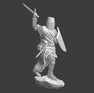 Medieval crusader knight - charging raised sword